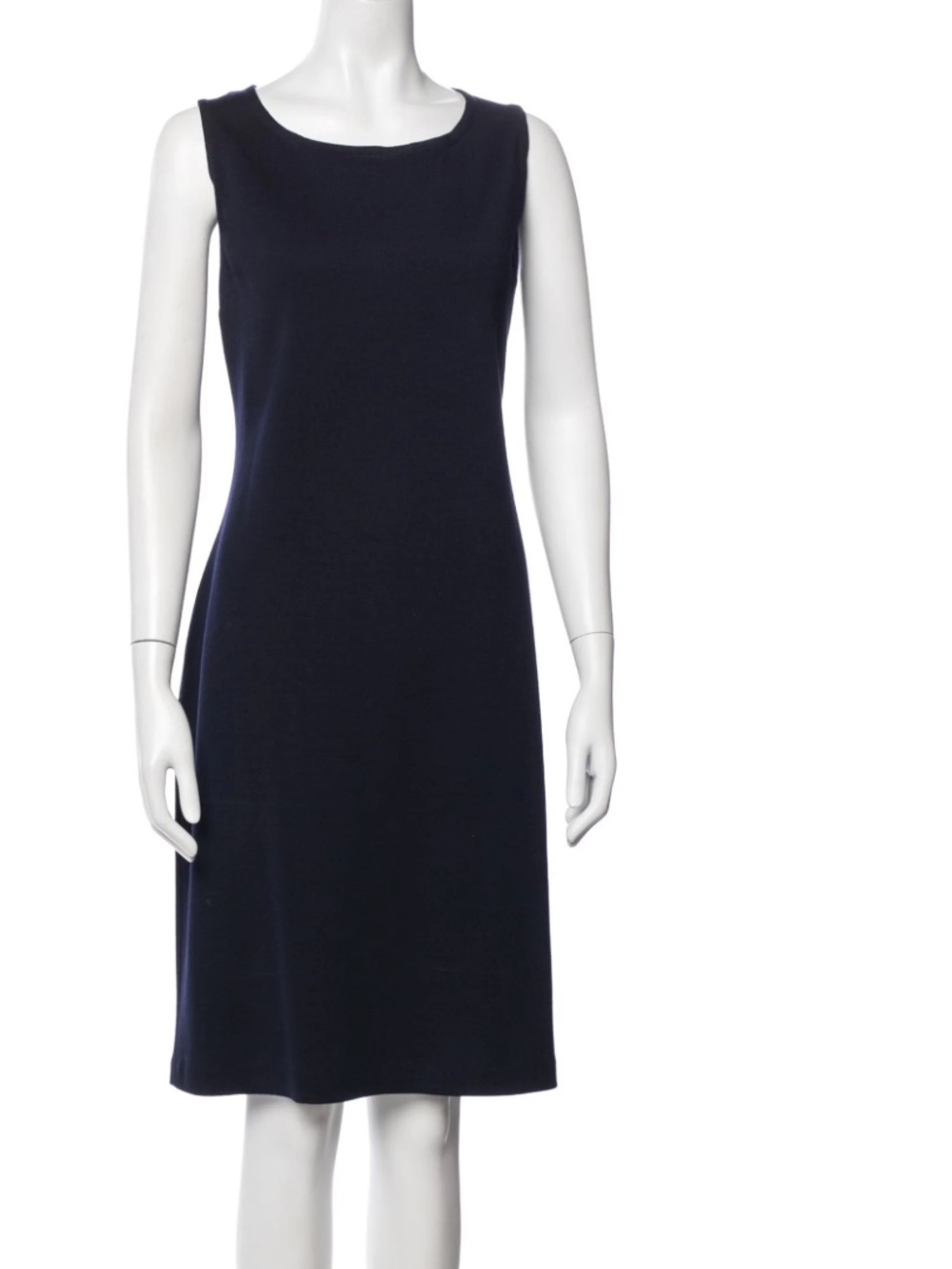 St. John Caviar Knit Sheath Sleeveless Dark Navy A-Line Dress